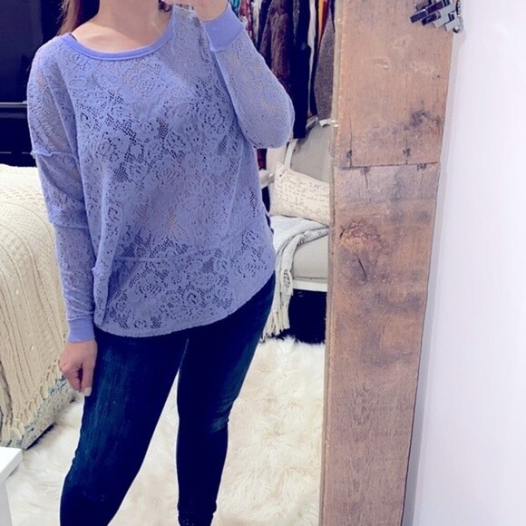 Free People purple knit top size small oversized - Picture 1 of 8